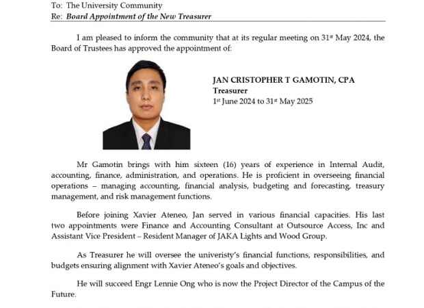 Memo #U2324-093: Board Appointment of the New Treasurer